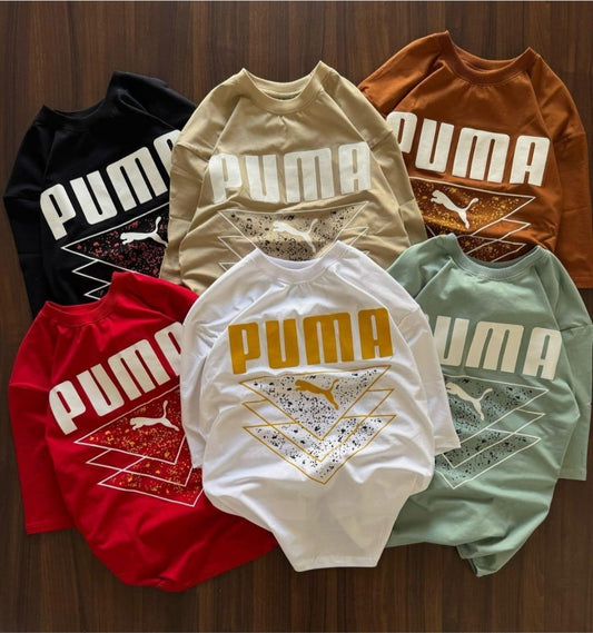 "Men’s Stylish Round Neck Puma Printed T-Shirts – Casual Wear (Pack of Multi Colors)"